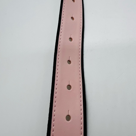 Kate Spade Light Pink and Black Leather Belt with Modern Bow Buckle Size Large - Picture 10 of 10